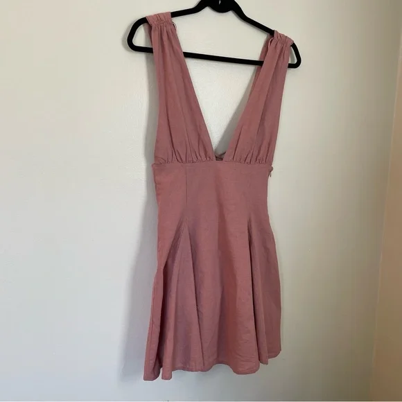 Zara | Linen Mauve Fit & Flare Dress | Size XS - Picture 2 of 13